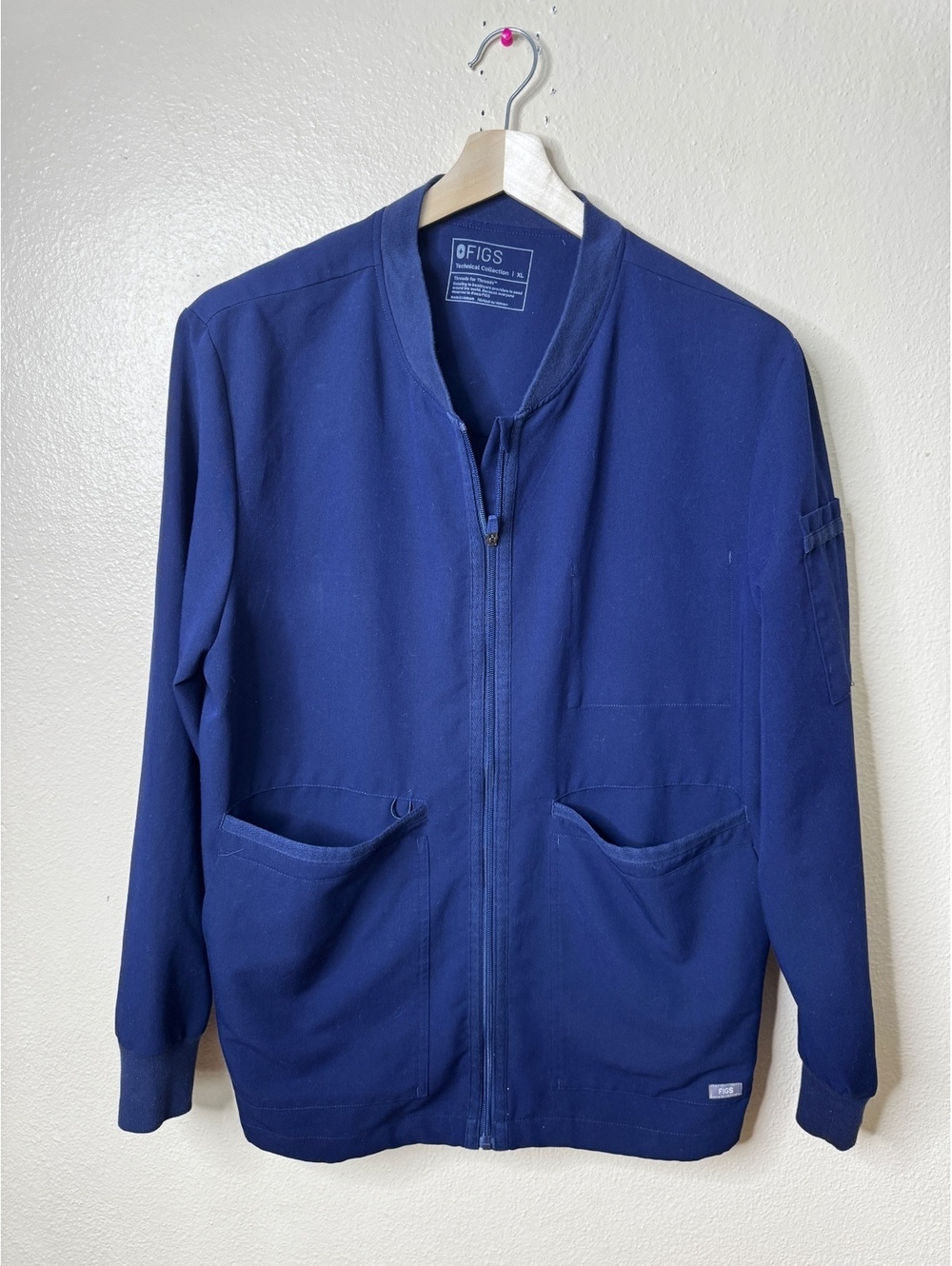 Figs XL Technical Collection Scrub Jacket Blue Full Zip Medical Uniform